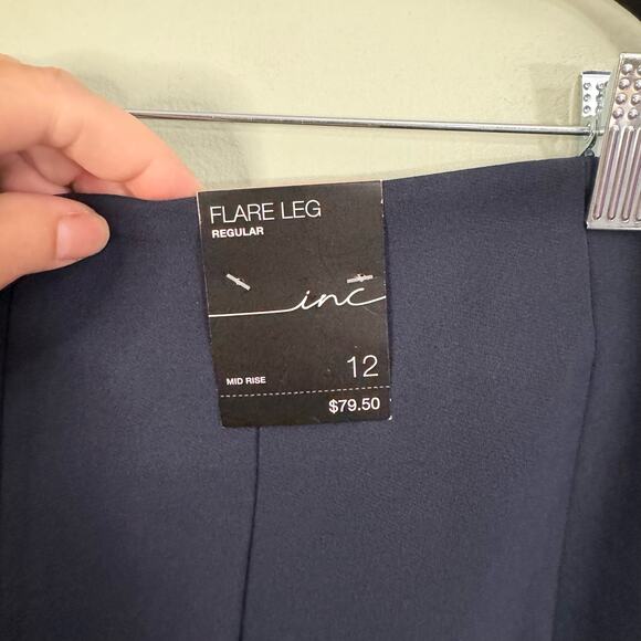 INC INTERNATIONAL CONCEPTS Pants 12 Bootcut Flare Leg Mid Rise Pleated Blue NWT - Picture 8 of 11